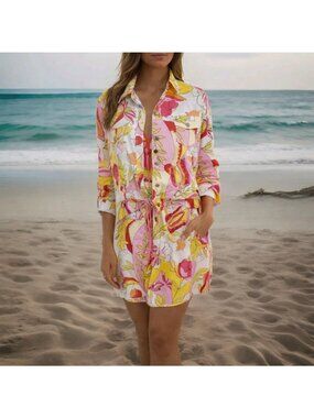 Tori Richard Honolulu Dress Jacket Set Womens 10 Dress 12 Jacket Tropical Cotton